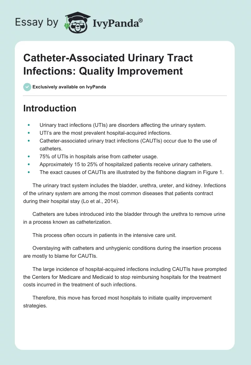 Catheter-Associated Urinary Tract Infections: Quality Improvement. Page 1