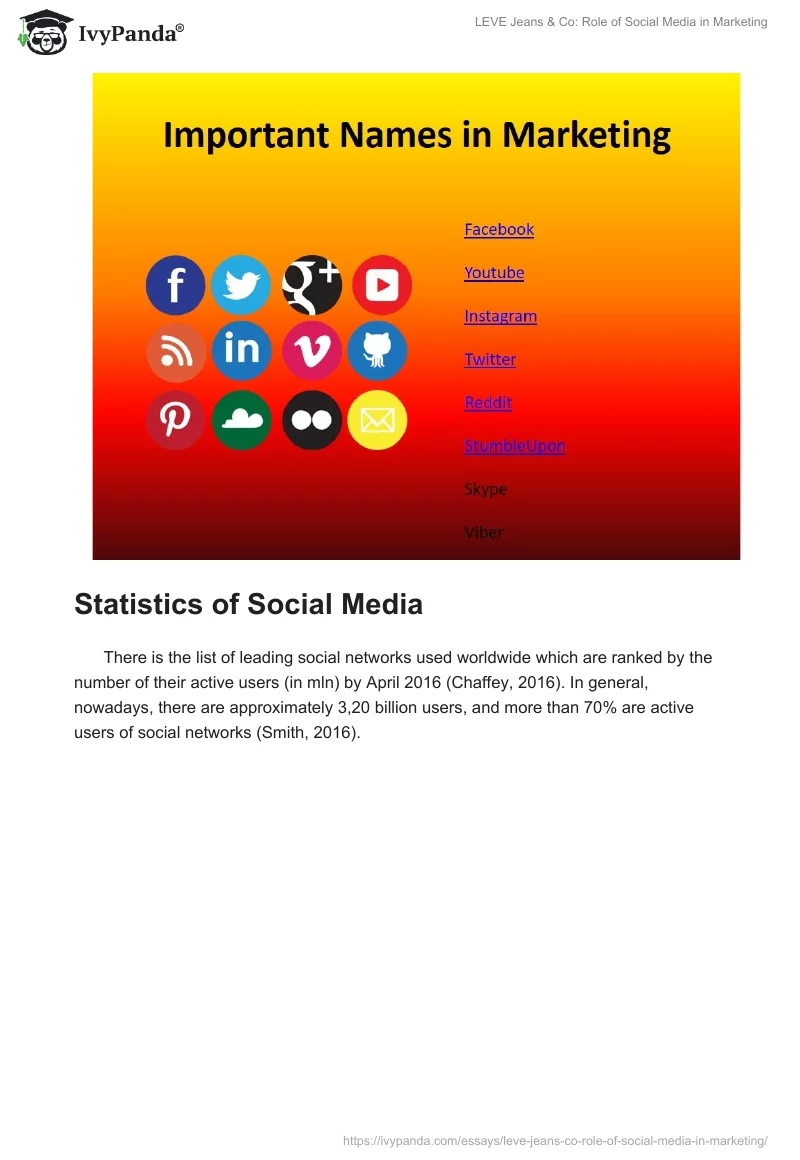 LEVE Jeans & Co: Role of Social Media in Marketing. Page 5