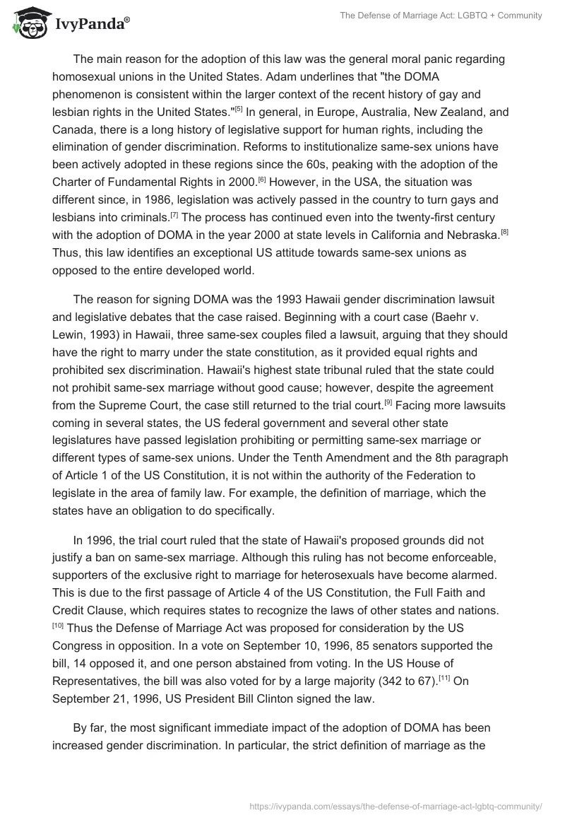 The Defense of Marriage Act: LGBTQ + Community. Page 2