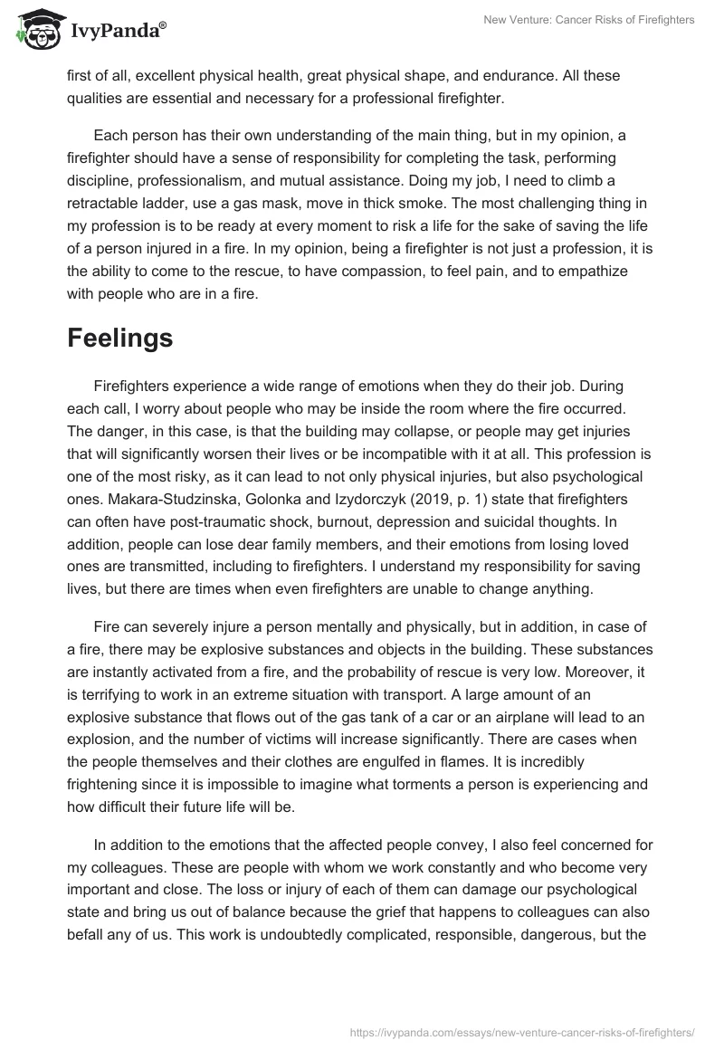 New Venture: Cancer Risks of Firefighters. Page 2