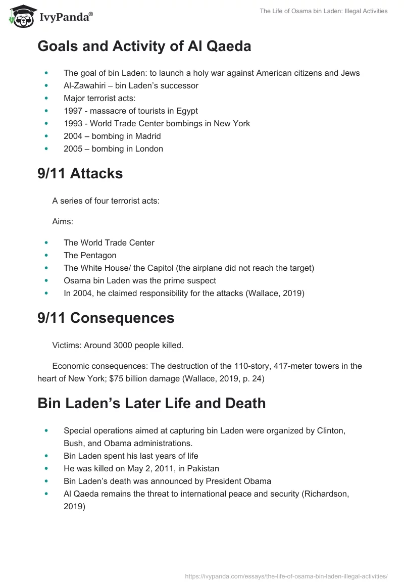 The Life of Osama bin Laden: Illegal Activities. Page 2