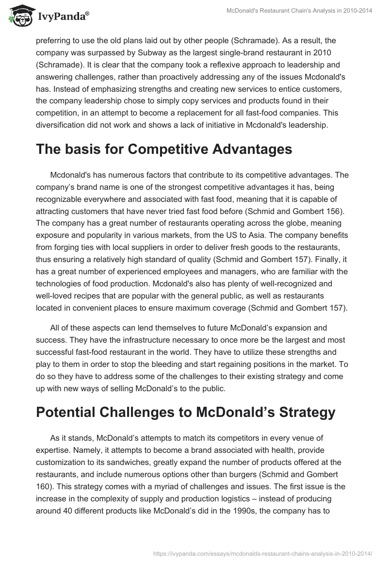 McDonald's Restaurant Chain's Analysis in 2010-2014. Page 2