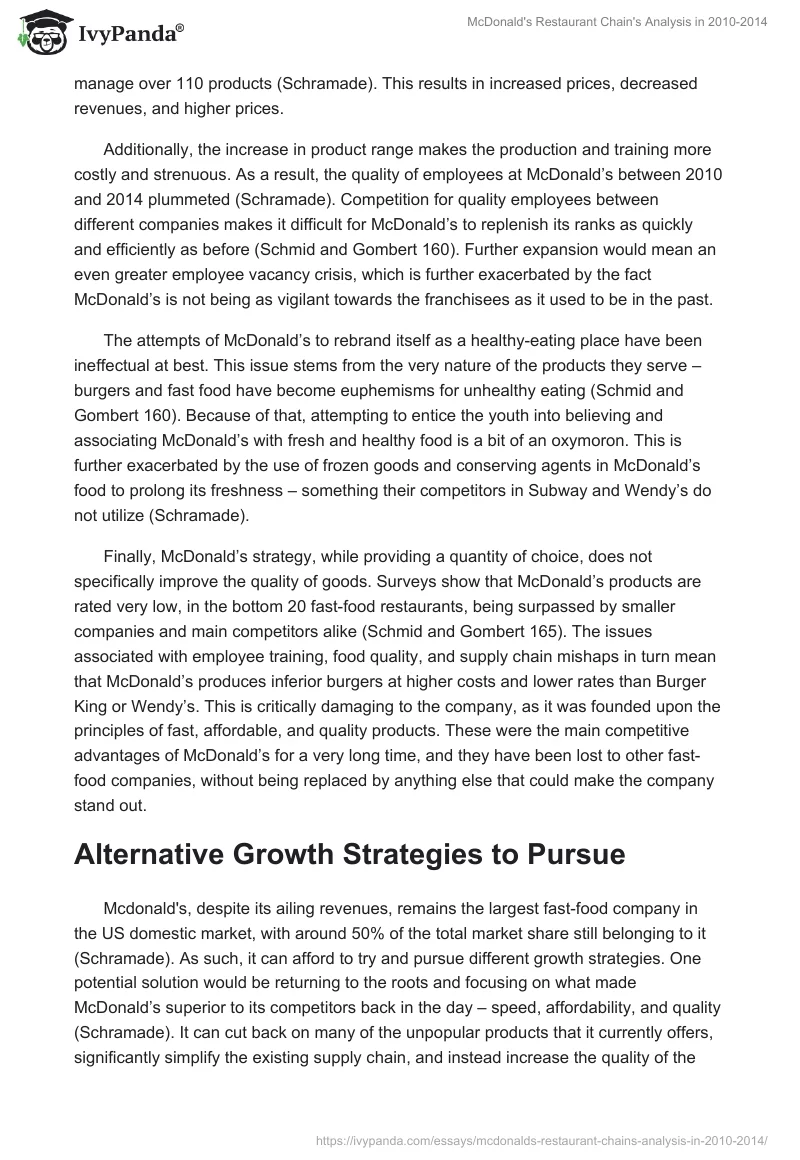 McDonald's Restaurant Chain's Analysis in 2010-2014. Page 3