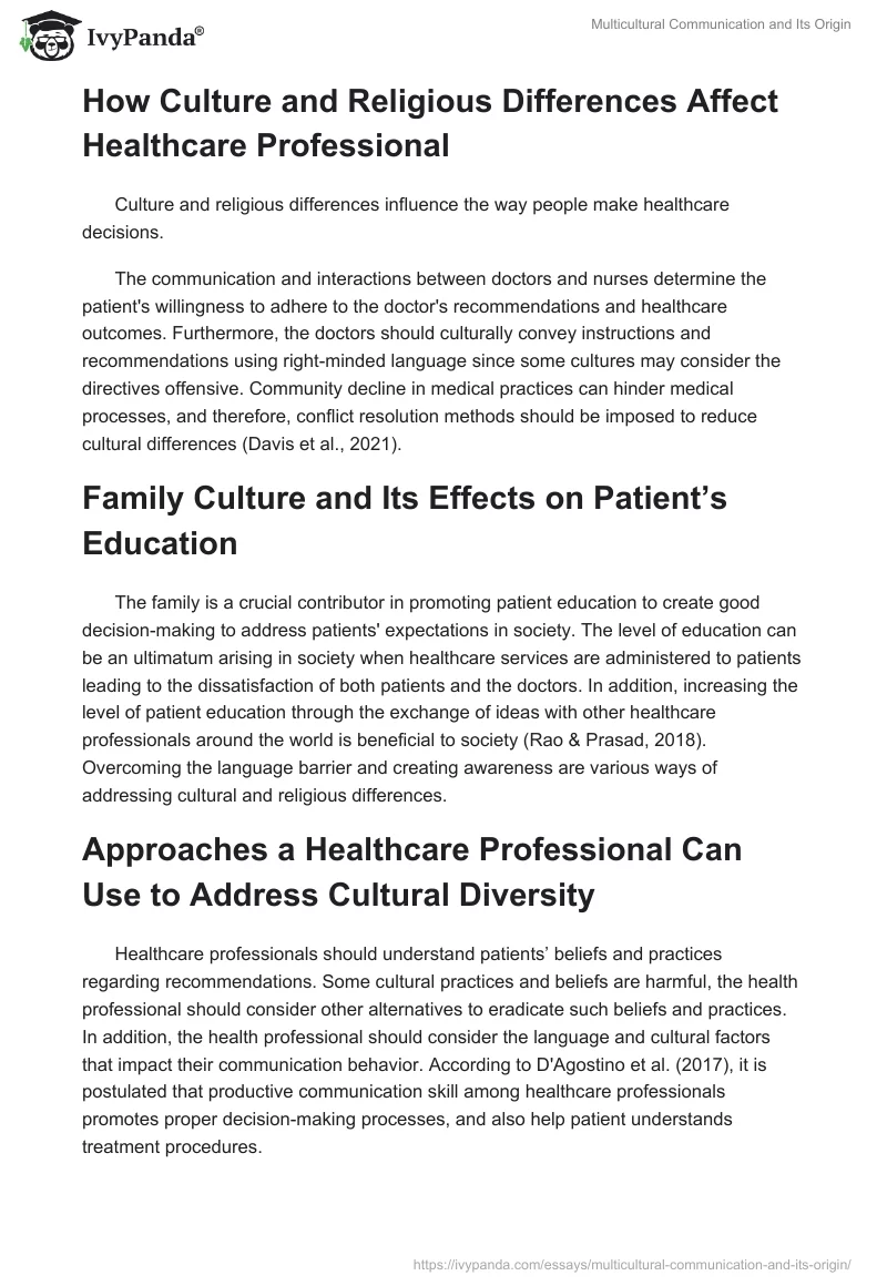 Multicultural Communication and Its Origin. Page 2