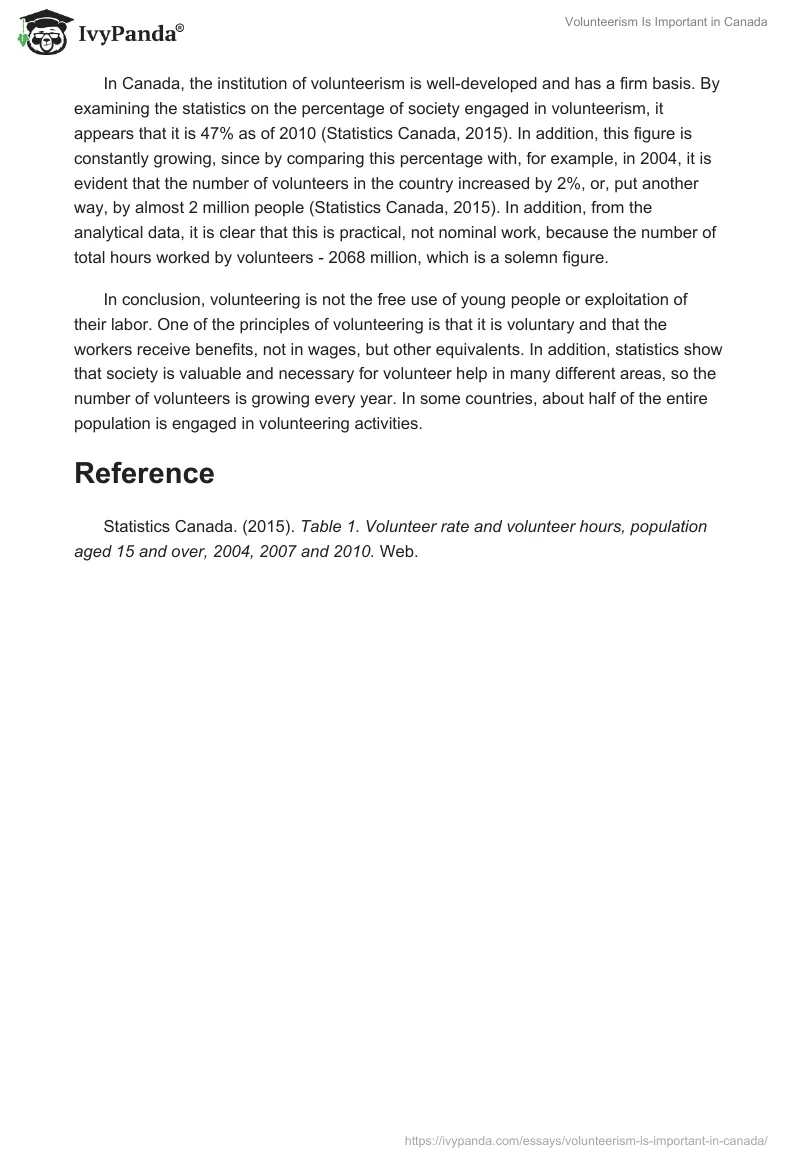 Volunteerism Is Important in Canada. Page 2