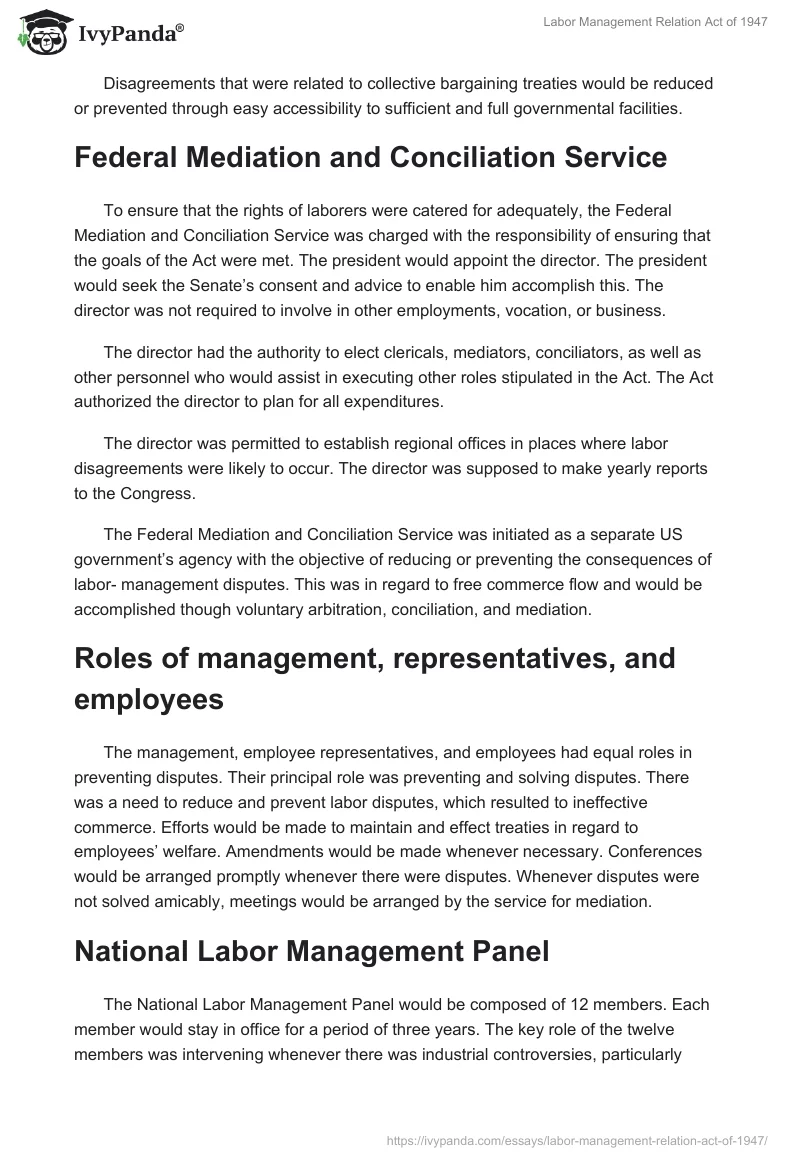 Labor Management Relation Act of 1947. Page 2