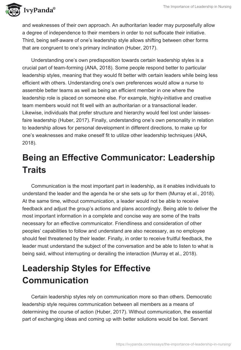 The Importance of Leadership in Nursing. Page 2