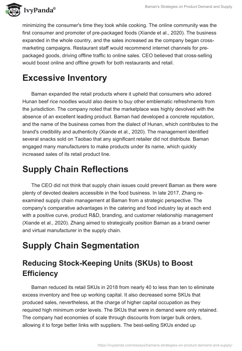 Baman's Strategies on Product Demand and Supply. Page 2