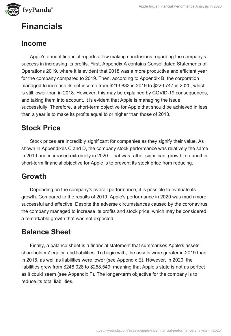 Apple Inc.'s Financial Performance Analysis in 2020. Page 4