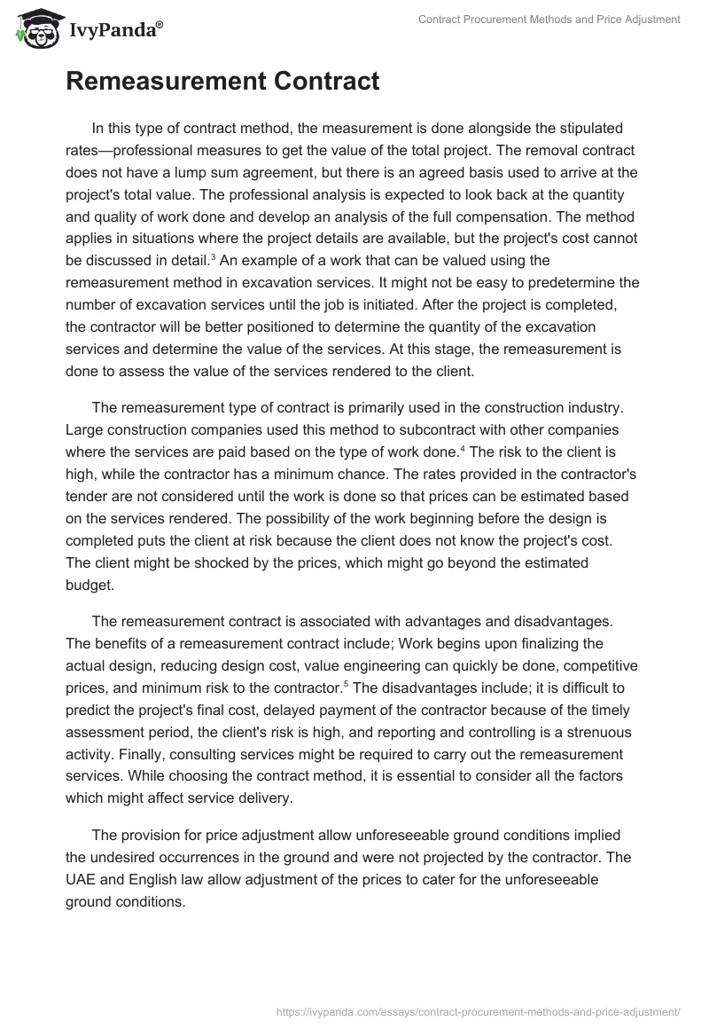 Contract Procurement Methods and Price Adjustment. Page 2