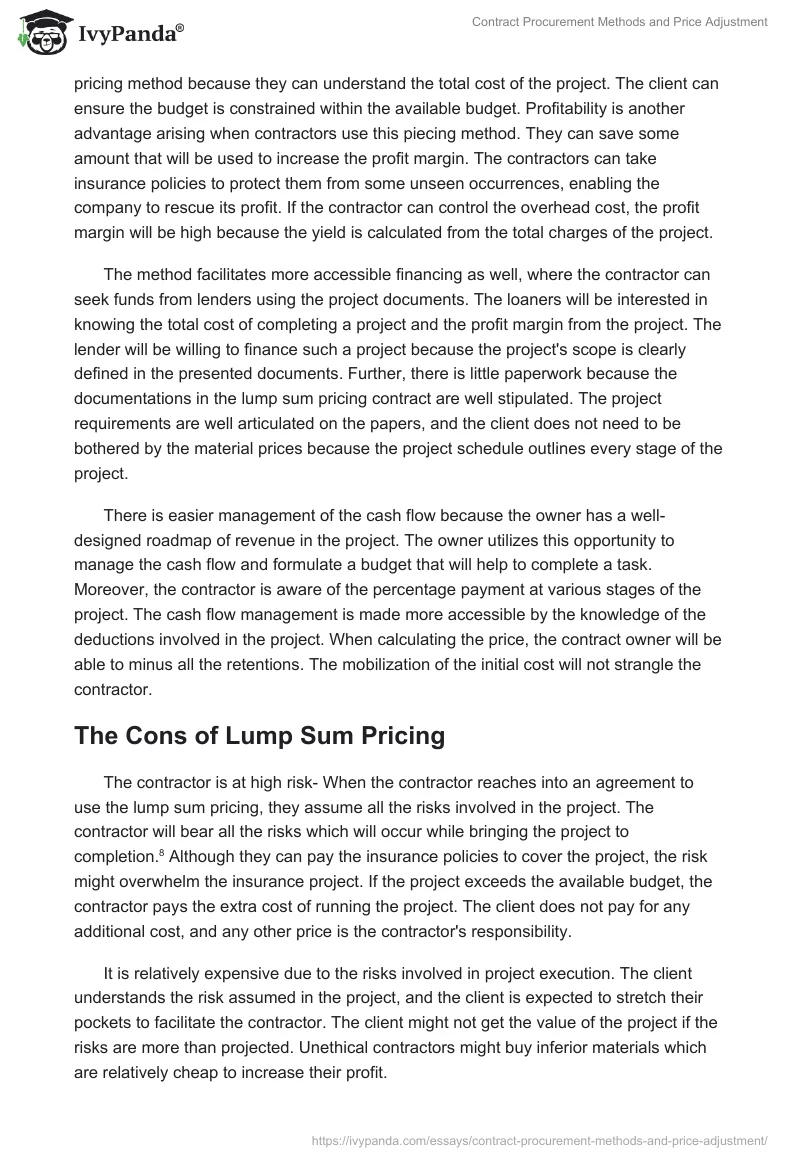 Contract Procurement Methods and Price Adjustment. Page 4