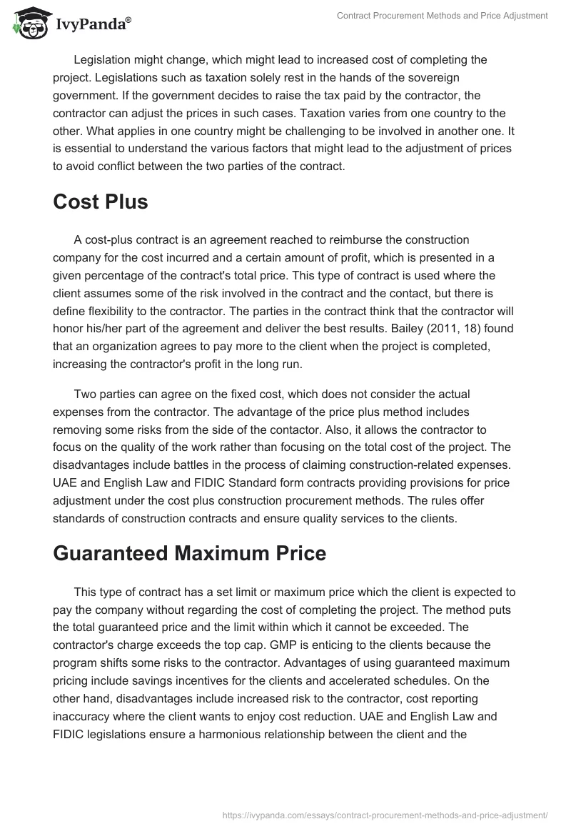 Contract Procurement Methods and Price Adjustment. Page 5