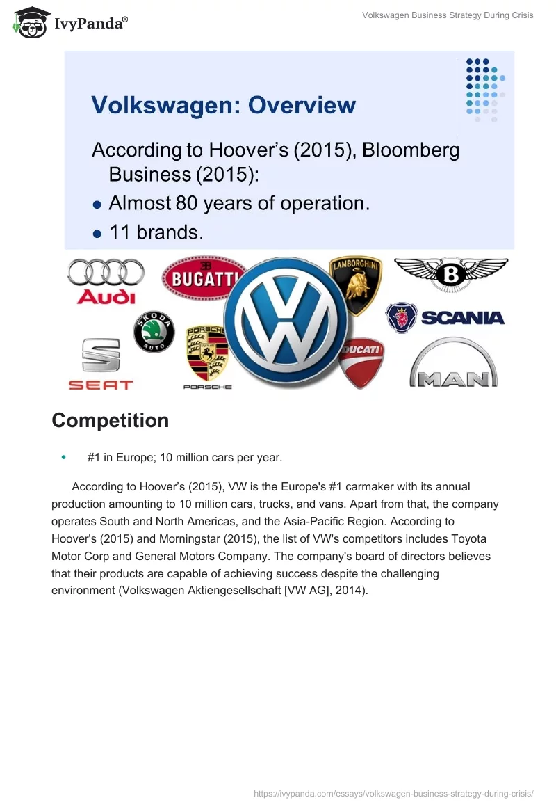 Volkswagen Business Strategy During Crisis. Page 4