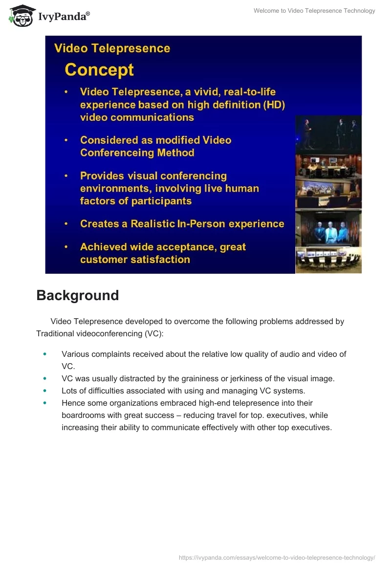 Welcome to Video Telepresence Technology. Page 2