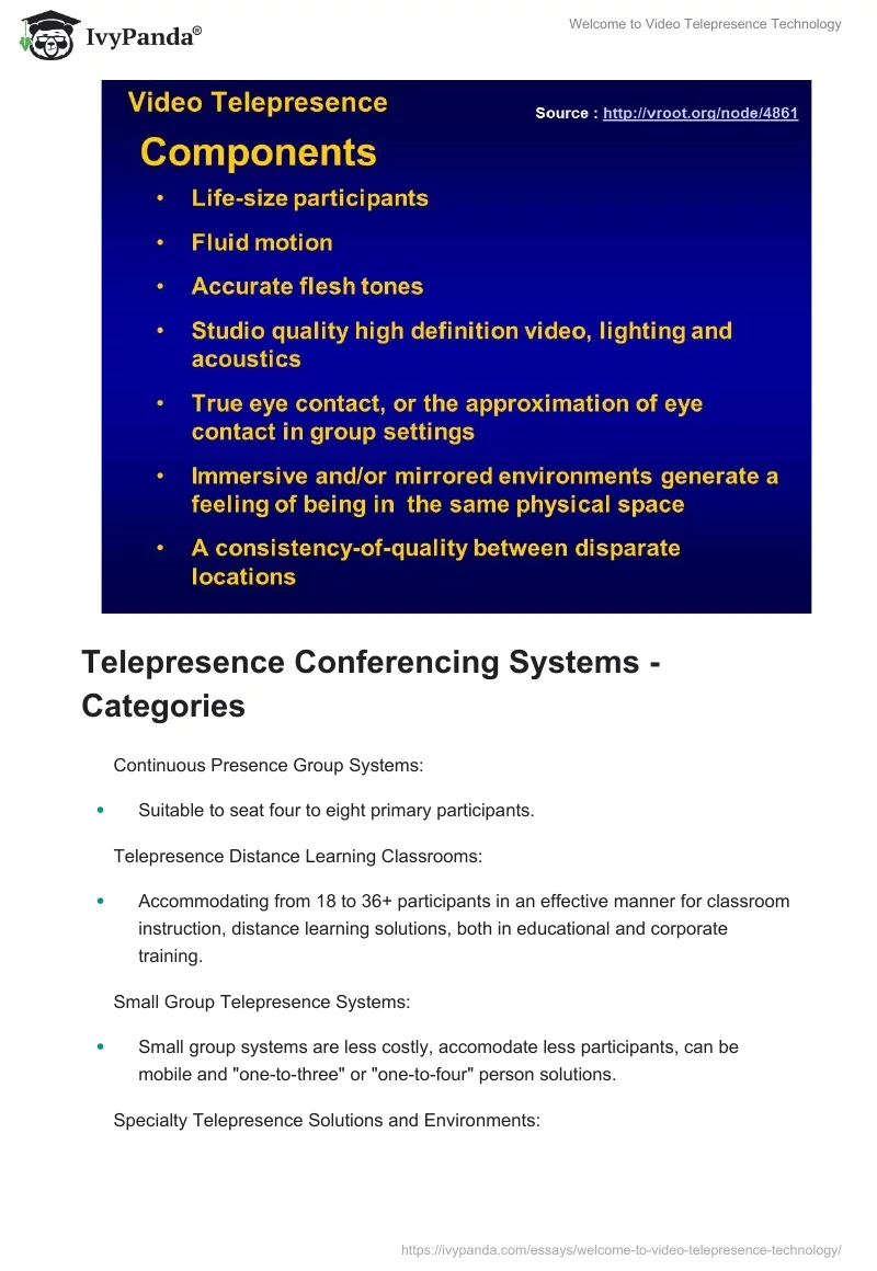 Welcome to Video Telepresence Technology. Page 4