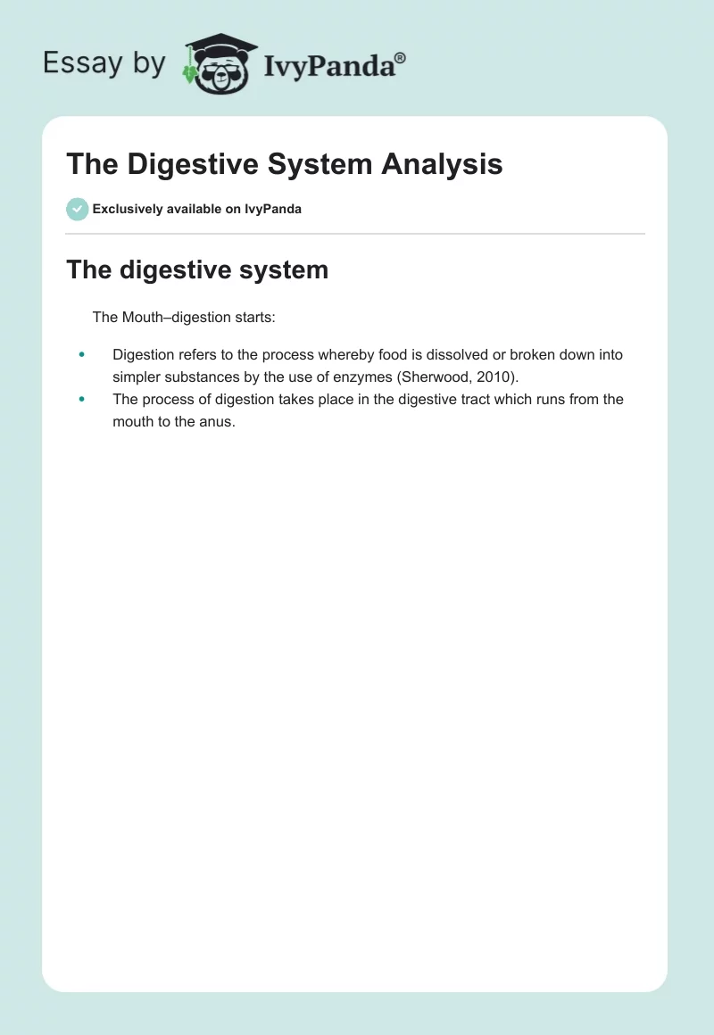 The Digestive System Analysis. Page 1