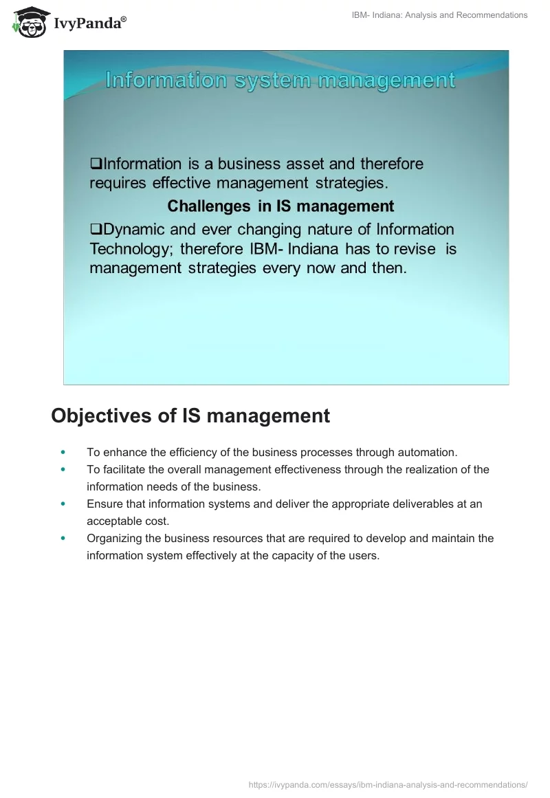 IBM- Indiana: Analysis and Recommendations. Page 3