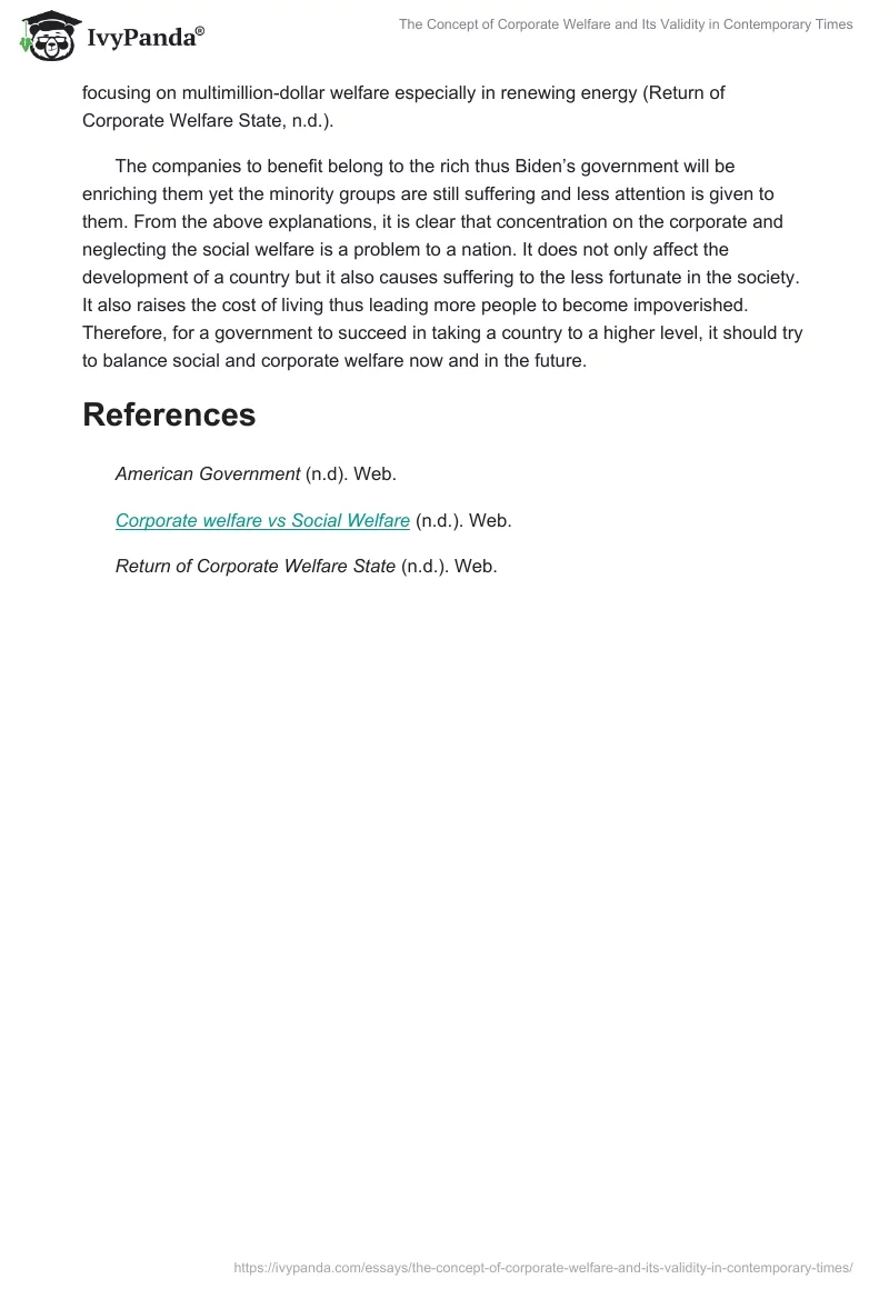 The Concept of Corporate Welfare and Its Validity in Contemporary Times. Page 3