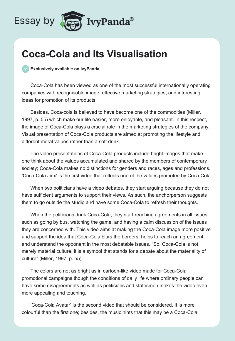 Coca-Cola and Its Visualisation. Page 1