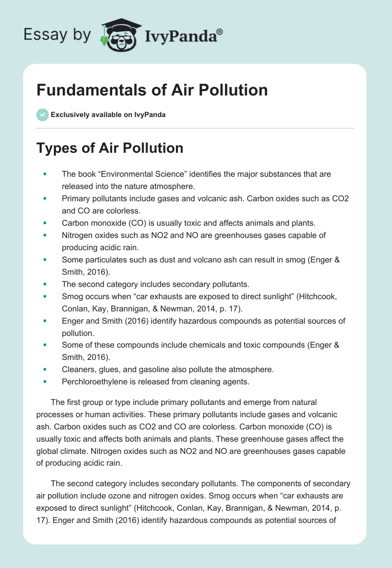 Fundamentals of Air Pollution. Page 1