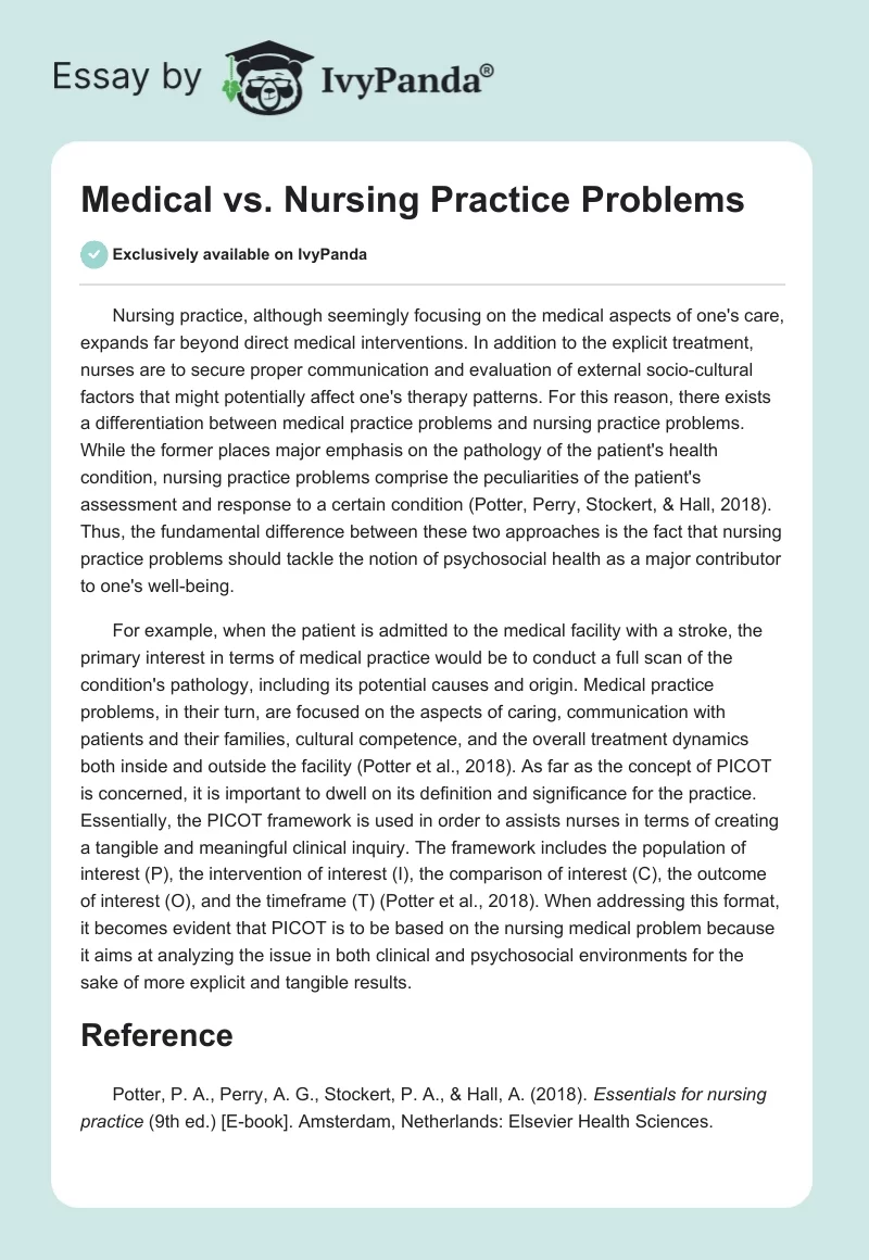Medical vs. Nursing Practice Problems. Page 1