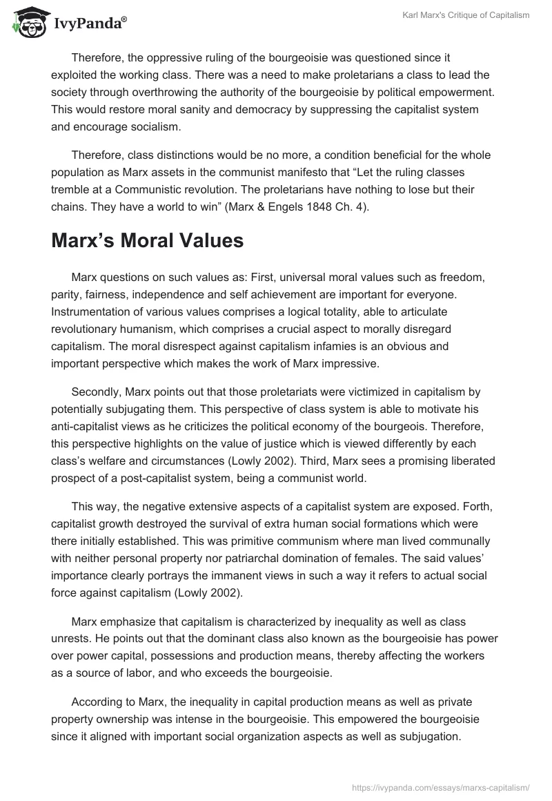 Karl Marx's Critique of Capitalism. Page 2