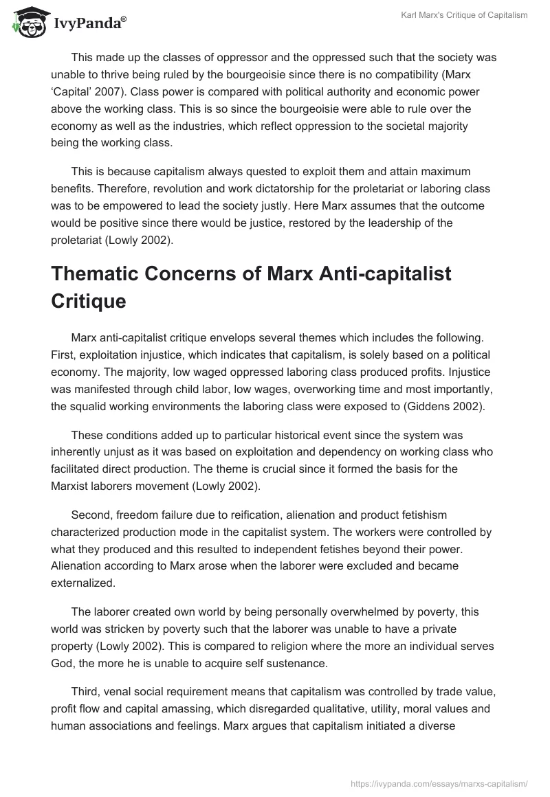 Karl Marx's Critique of Capitalism. Page 3