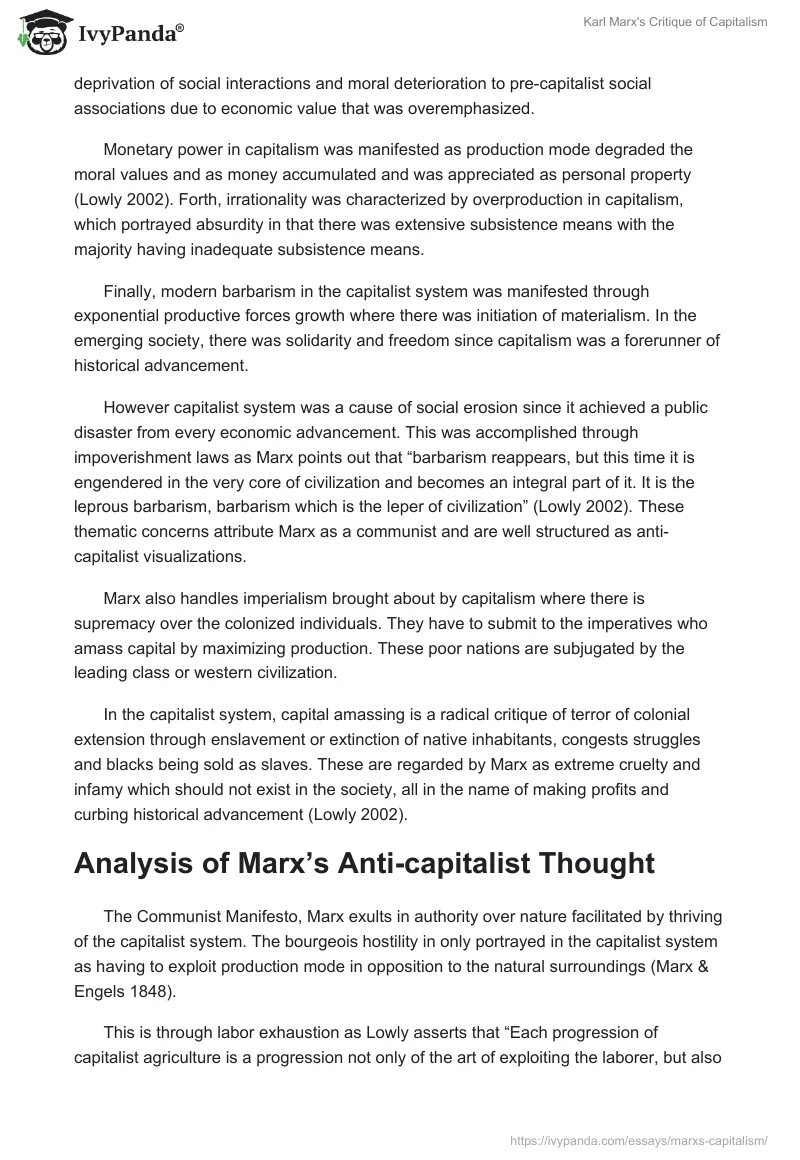 karl marx and capitalism essay