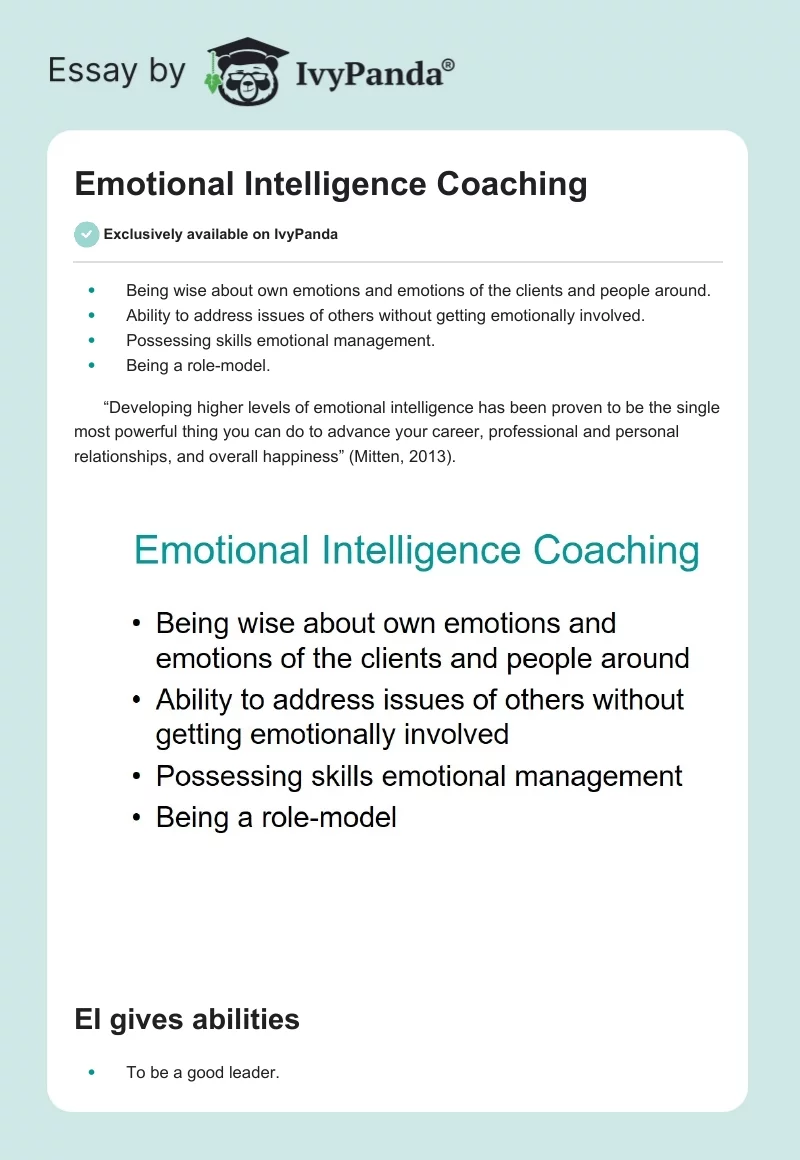 Emotional Intelligence Coaching. Page 1