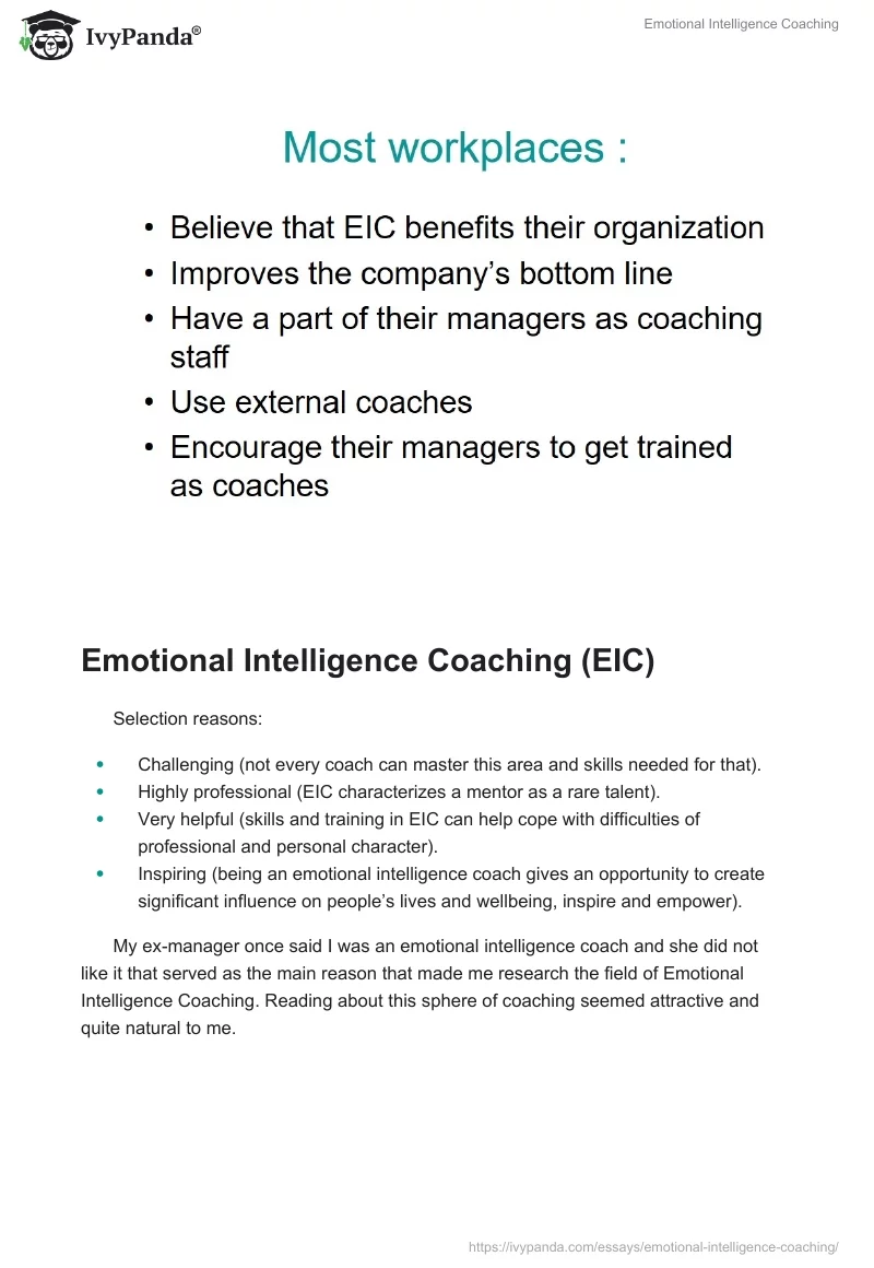 Emotional Intelligence Coaching. Page 3