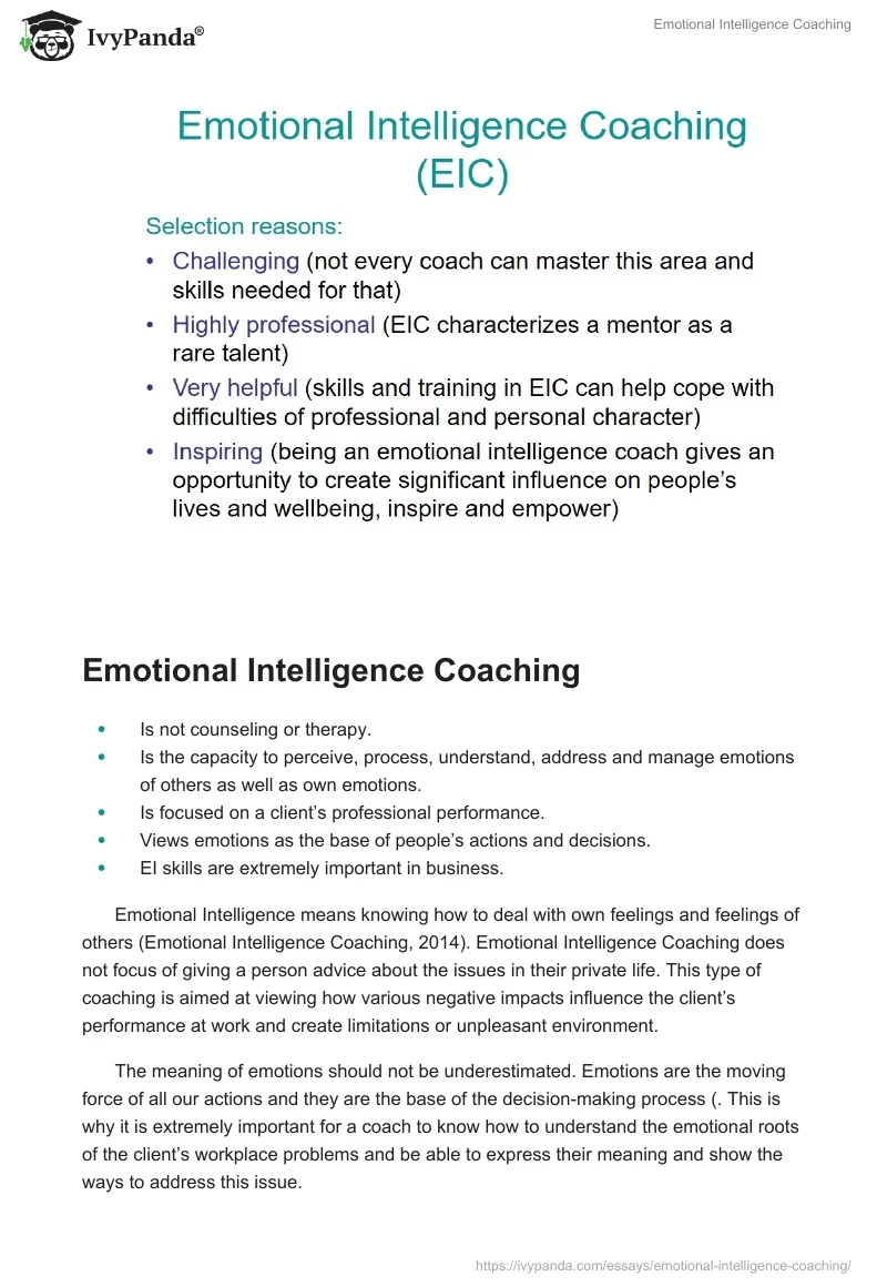 Emotional Intelligence Coaching. Page 4