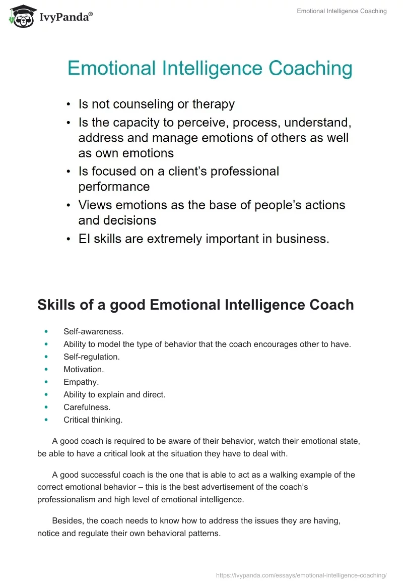 Emotional Intelligence Coaching. Page 5