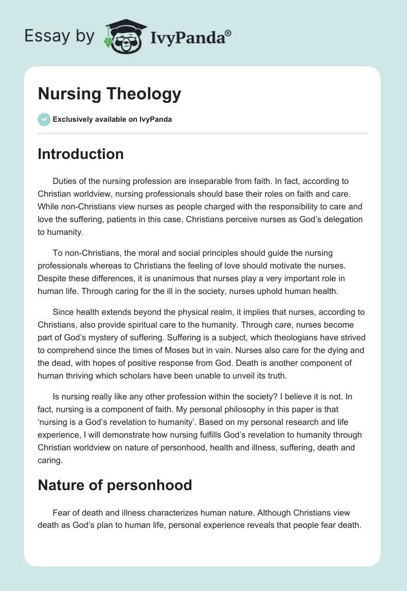 Nursing Theology. Page 1