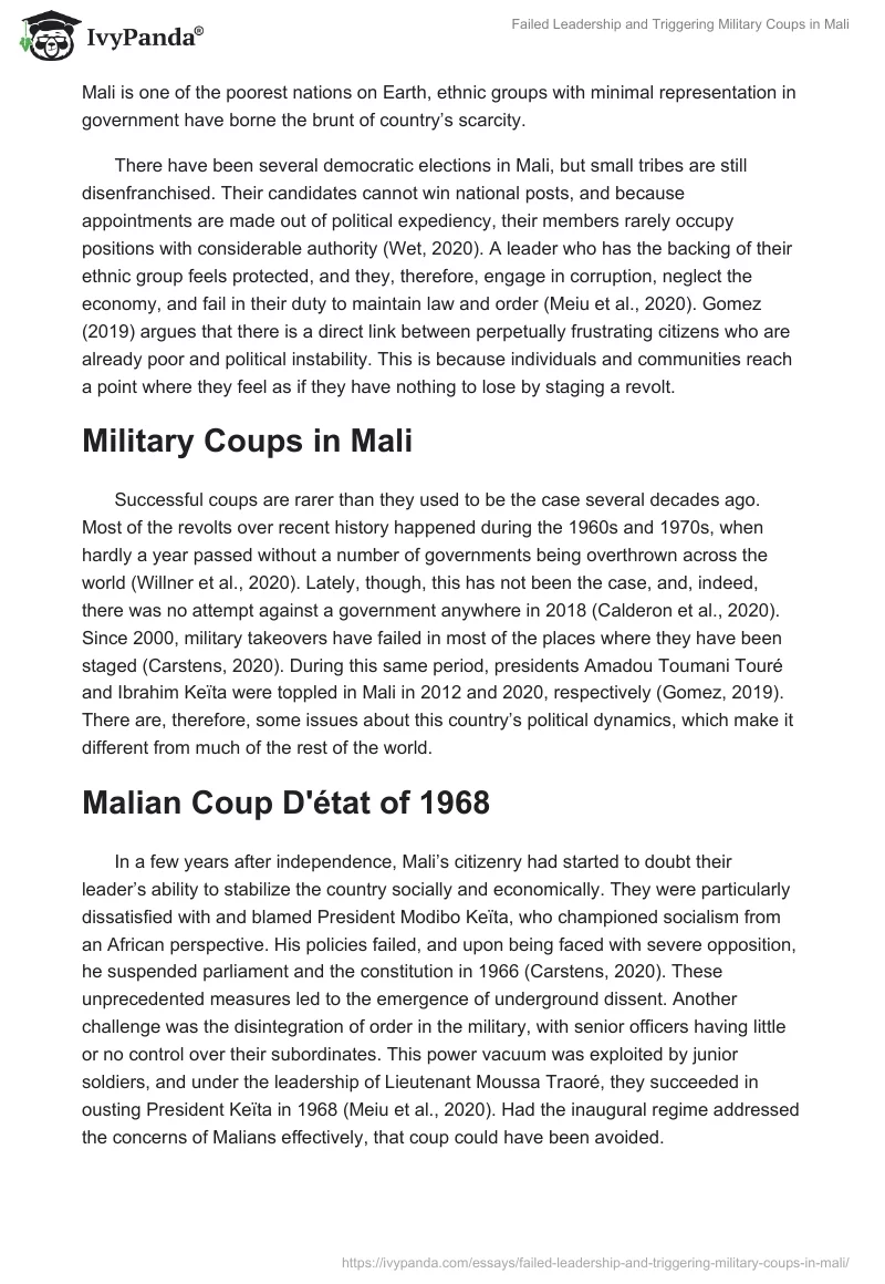 Failed Leadership and Triggering Military Coups in Mali. Page 2