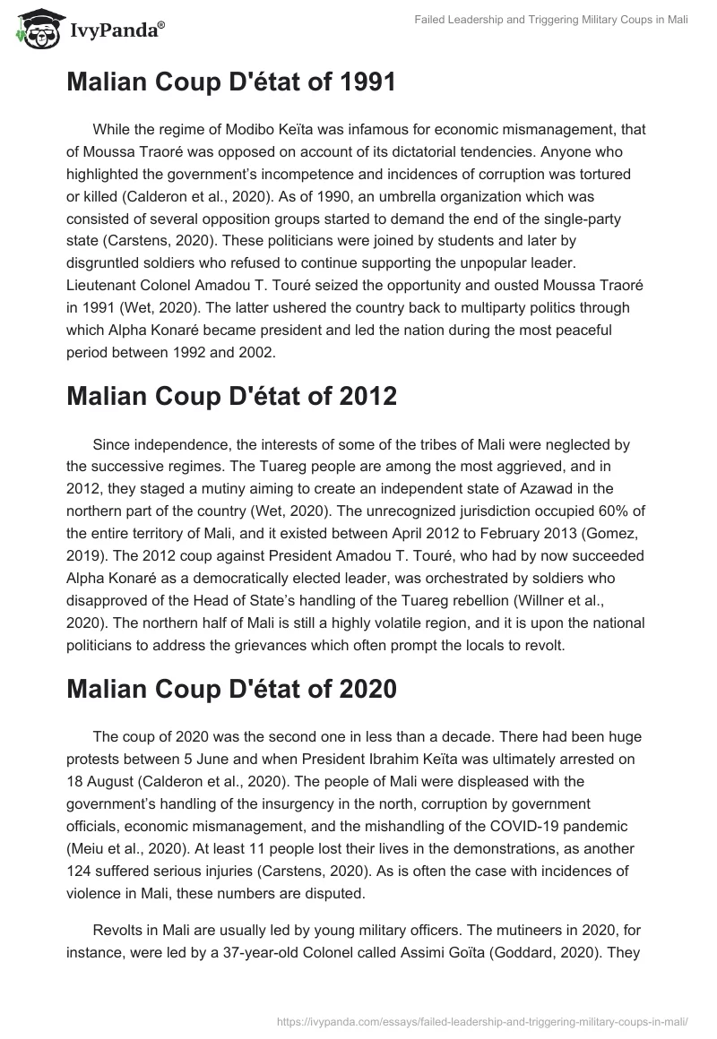 Failed Leadership and Triggering Military Coups in Mali. Page 3