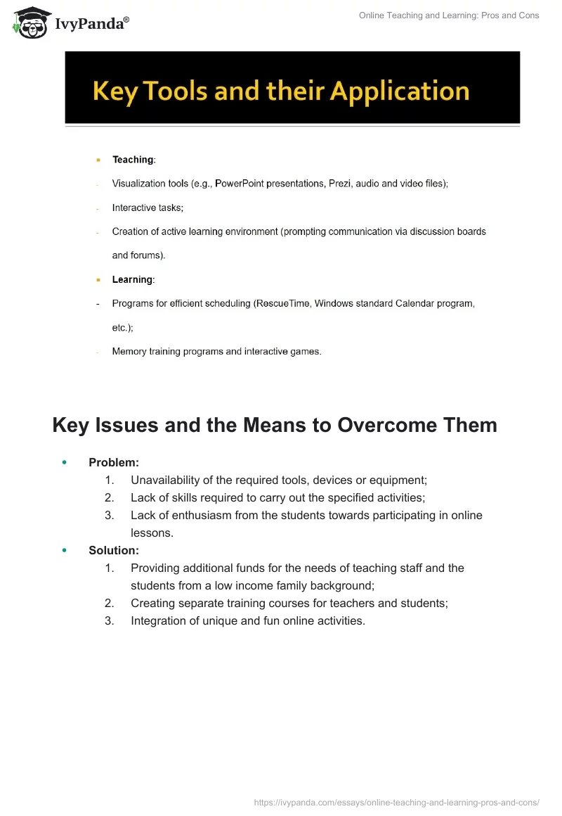 Online Teaching and Learning: Pros and Cons. Page 5
