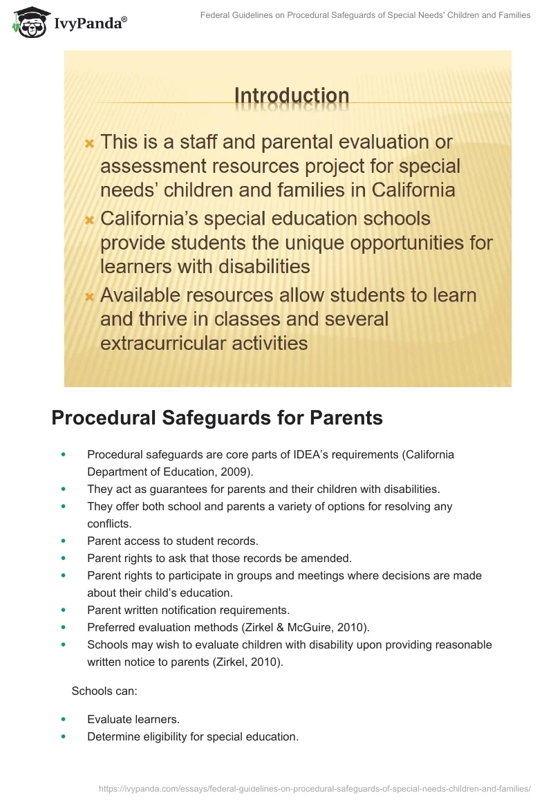 Federal Guidelines on Procedural Safeguards of Special Needs' Children and Families. Page 2