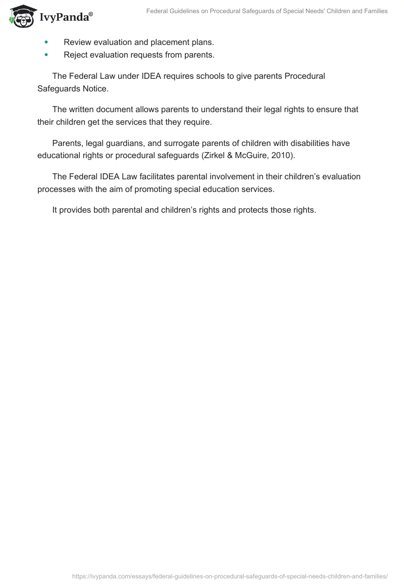 Federal Guidelines on Procedural Safeguards of Special Needs' Children and Families. Page 3