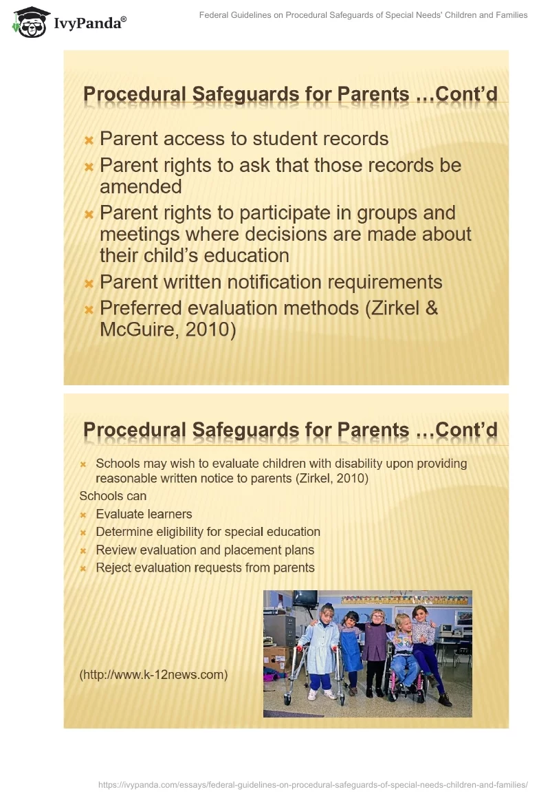 Federal Guidelines on Procedural Safeguards of Special Needs' Children and Families. Page 5