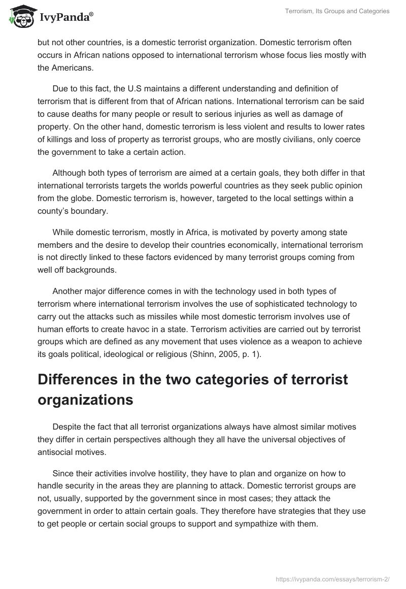 Terrorism, Its Groups and Categories. Page 2