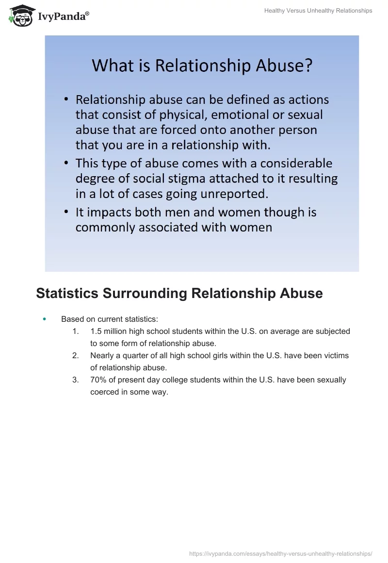 Healthy Versus Unhealthy Relationships. Page 2