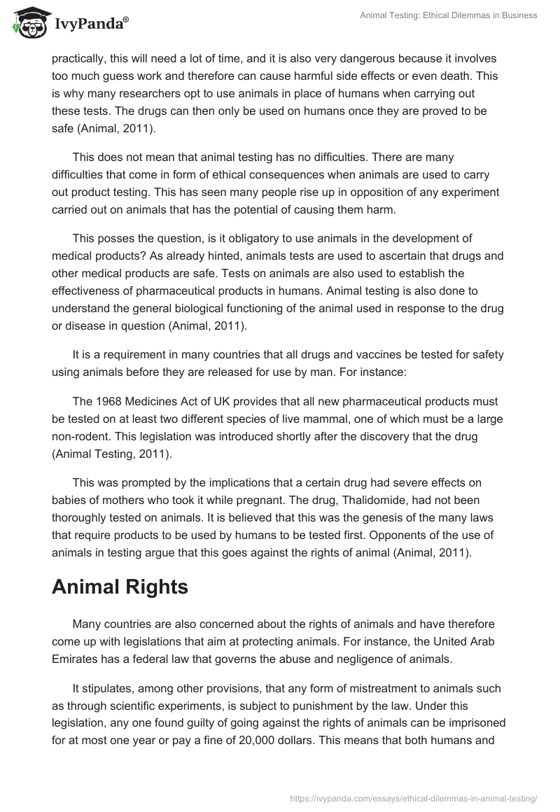 Animal Testing: Ethical Dilemmas in Business. Page 2