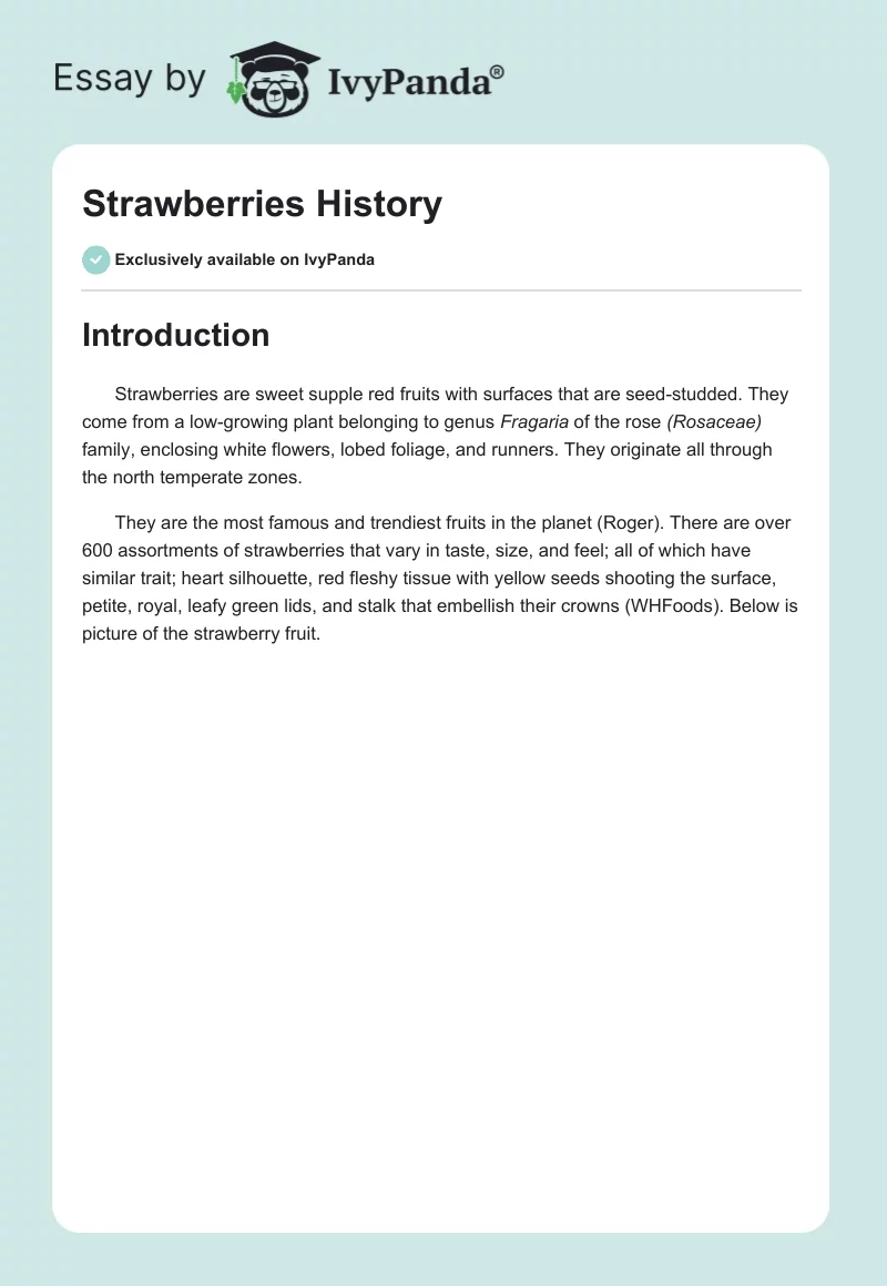 Strawberries History. Page 1