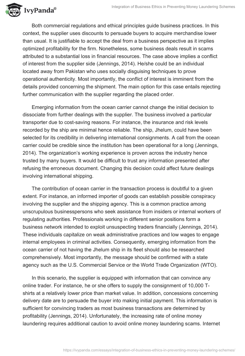 Integration of Business Ethics in Preventing Money Laundering Schemes. Page 2