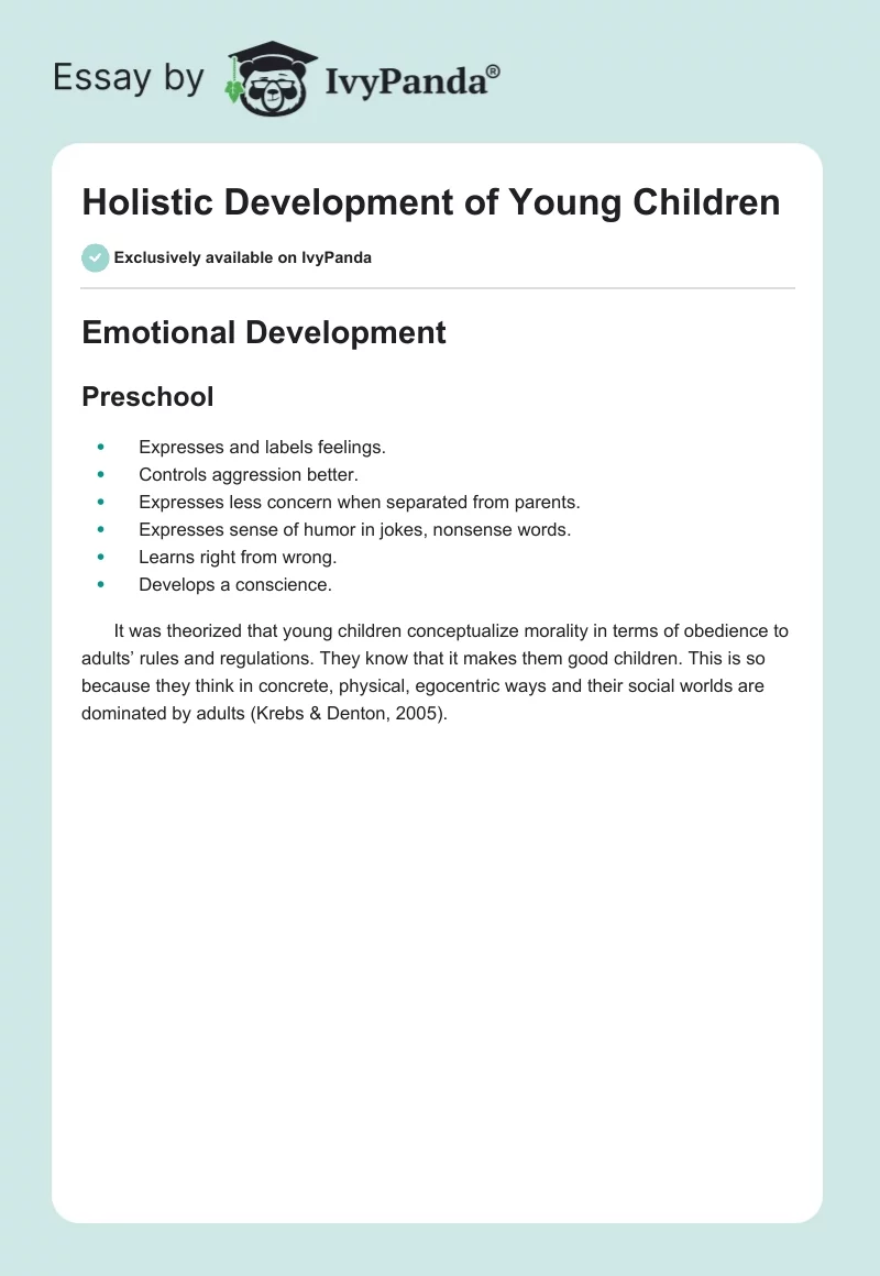 Holistic Development of Young Children. Page 1