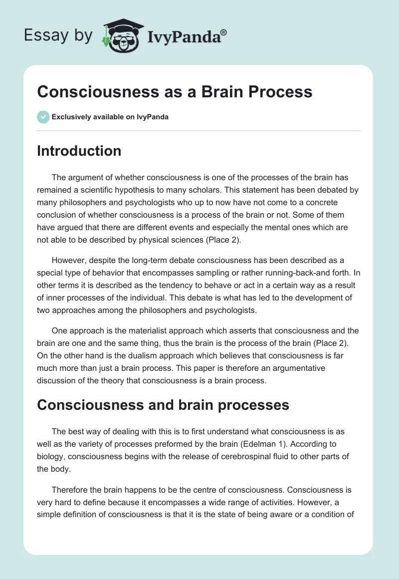 Consciousness as a Brain Process. Page 1