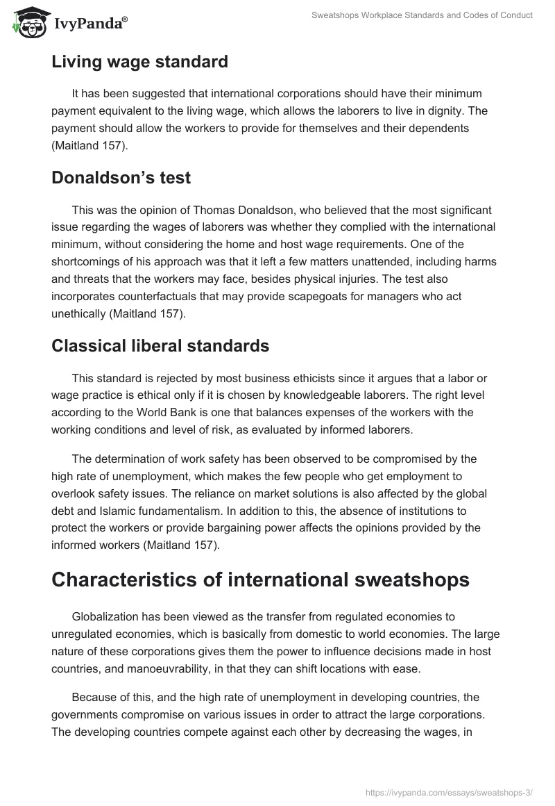 Sweatshops Workplace Standards and Codes of Conduct. Page 3