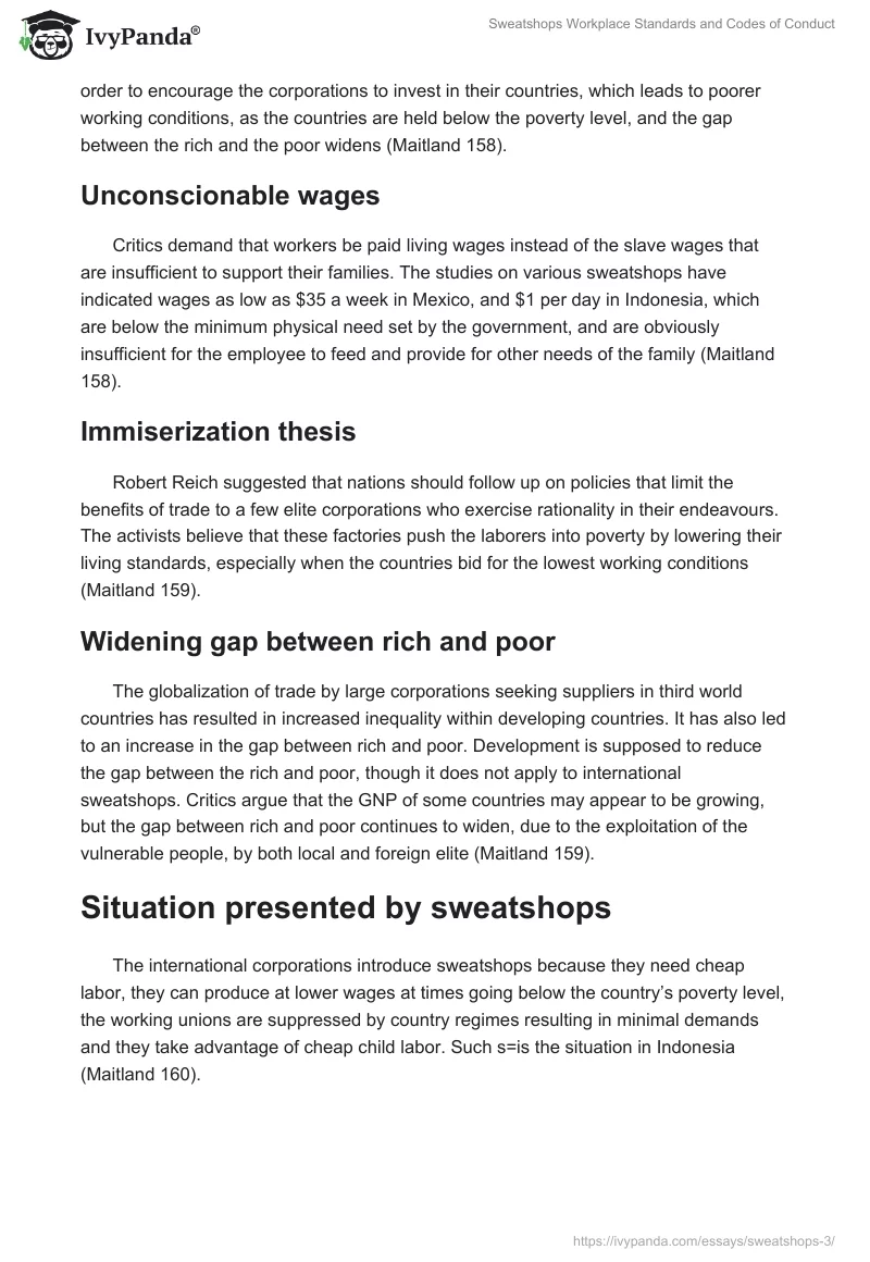 Sweatshops Workplace Standards and Codes of Conduct. Page 4