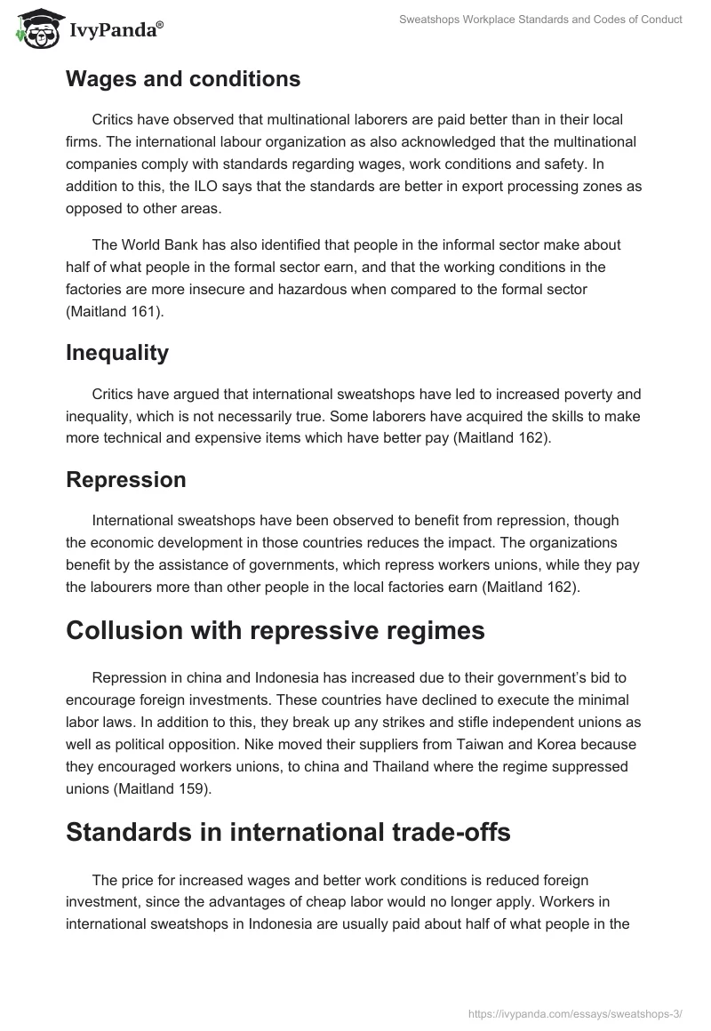 Sweatshops Workplace Standards and Codes of Conduct. Page 5