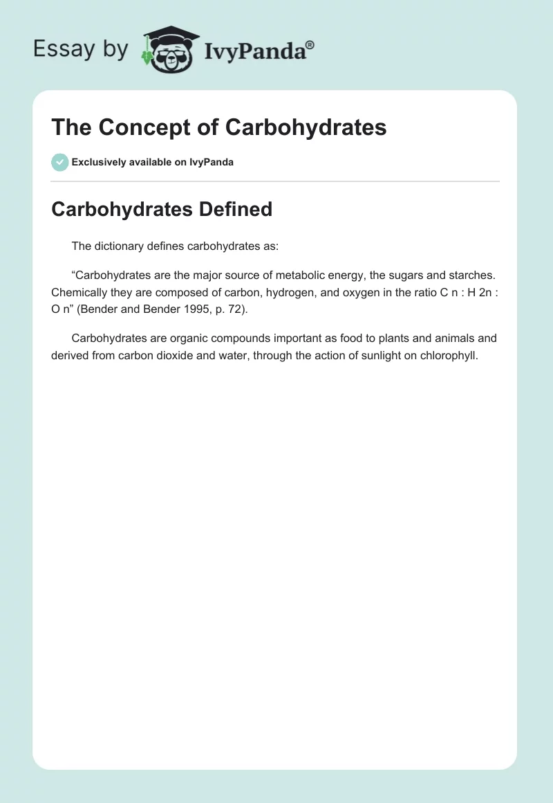 The Concept of Carbohydrates. Page 1